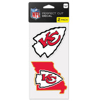 Wholesale-Kansas City Chiefs STATE SHAPE Perfect Cut Decal Set of two 4"x4"