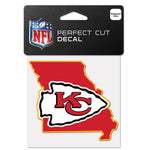 Wholesale-Kansas City Chiefs State Shaped Perfect Cut Color Decal 4" x 4"