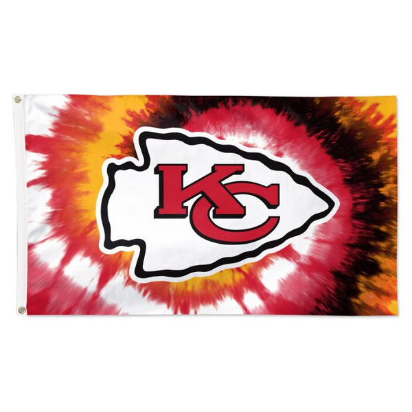 Wholesale-Kansas City Chiefs Tie Dye Flag - Deluxe 3' X 5'