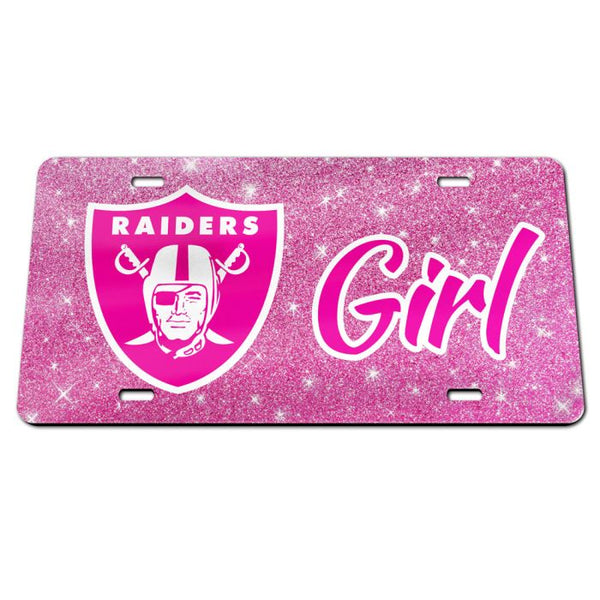 Wholesale-Las Vegas Raiders GLITTER BACKGROUND Specialty Acrylic License Plate
