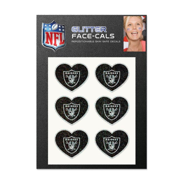 Wholesale-Las Vegas Raiders Heart Glitter Tattoo 6 Pack