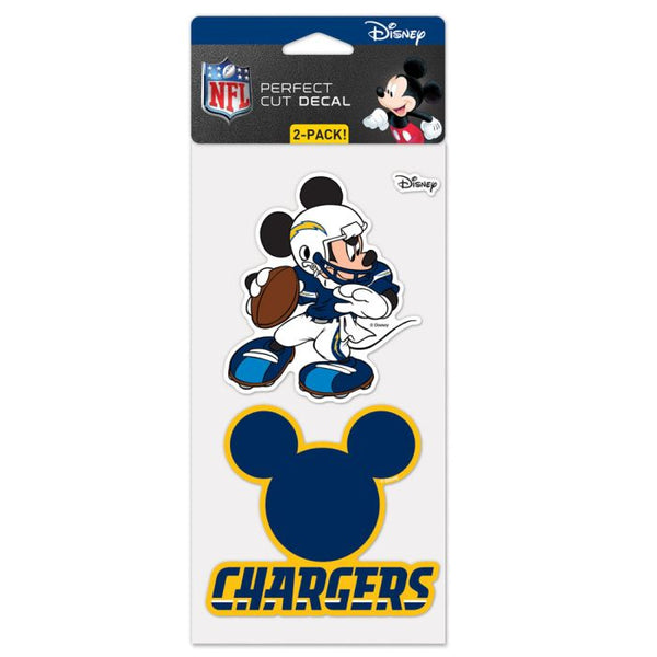 Wholesale-Los Angeles Chargers Mickey Mouse Perfect Cut Decal Set of Two 4"x4"