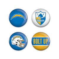 Wholesale-Los Angeles Chargers PRIMARY, CLASSIC, HELMET, SLOGAN Button 4 Pack 1 1/4" Rnd