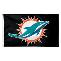 Wholesale-Miami Dolphins Black background Flag - Deluxe 3' X 5'