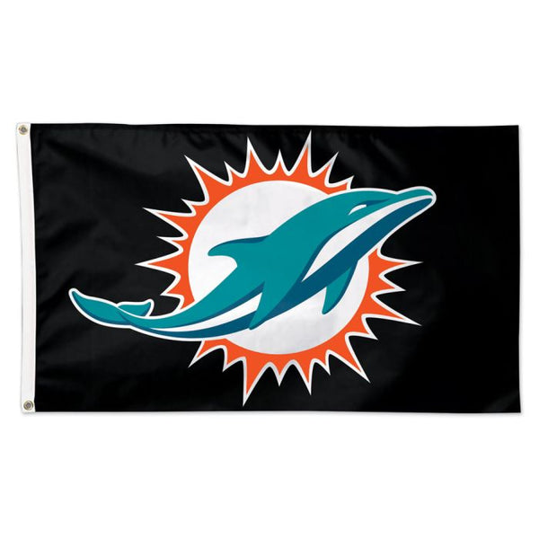 Wholesale-Miami Dolphins Black background Flag - Deluxe 3' X 5'