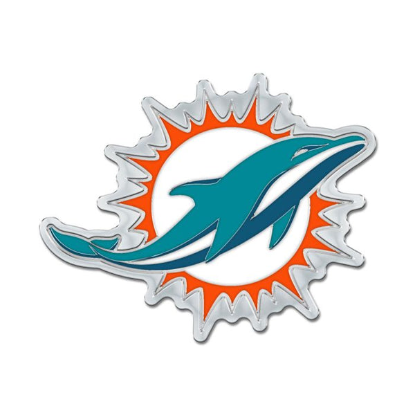 Wholesale-Miami Dolphins Colored Chrome Free Form Auto Emblem