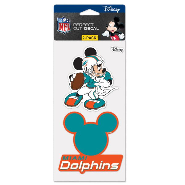 Wholesale-Miami Dolphins / Disney Mickey Mouse Perfect Cut Decal Set of Two 4"x4"