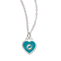 Wholesale-Miami Dolphins HEART Necklace w/3D Heart