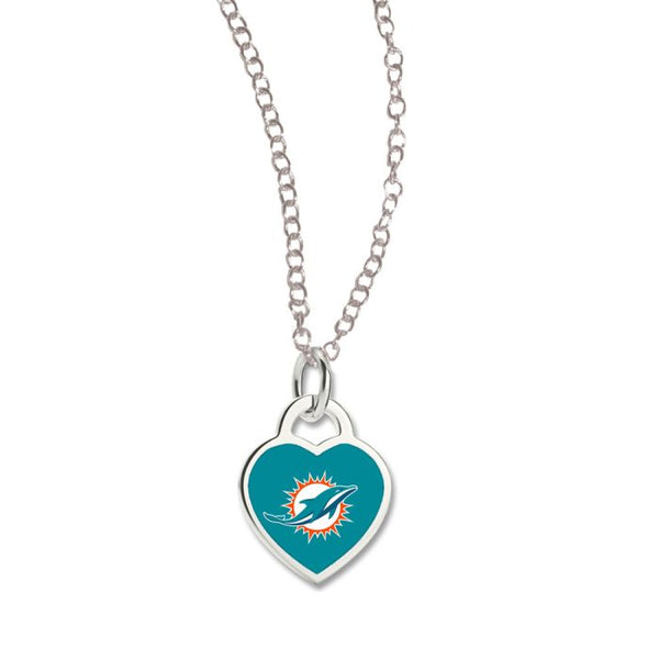 Wholesale-Miami Dolphins HEART Necklace w/3D Heart