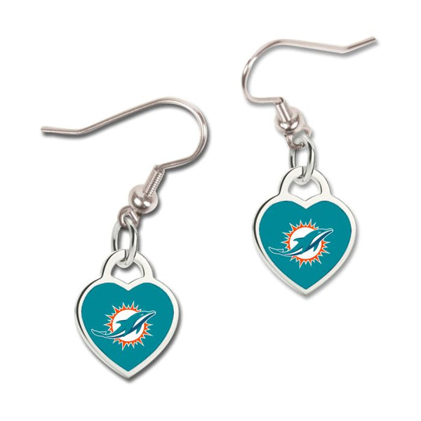 Wholesale-Miami Dolphins Heart Earrings w/3D Heart