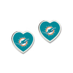 Wholesale-Miami Dolphins Heart Post Earrings w/3D Heart