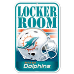 Wholesale-Miami Dolphins Locker Room Plastic Sign 11" x 17"