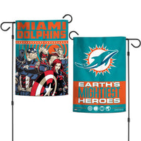 Wholesale-Miami Dolphins / Marvel (C) 2021 Marvel Garden Flags 2 sided 12.5" x 18"