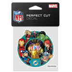 Wholesale-Miami Dolphins / Marvel (C) 2021 Marvel Perfect Cut Color Decal 4" x 4"