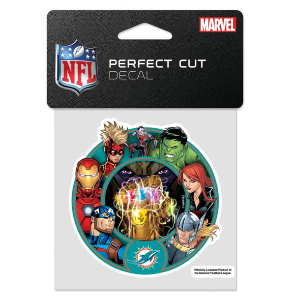 Wholesale-Miami Dolphins / Marvel (C) 2021 Marvel Perfect Cut Color Decal 4" x 4"