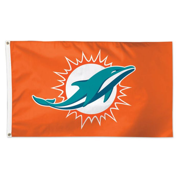 Wholesale-Miami Dolphins Orange background Flag - Deluxe 3' X 5'