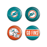 Wholesale-Miami Dolphins PRIMARY, CLASSIC, HELMET, SLOGAN Button 4 Pack 1 1/4" Rnd