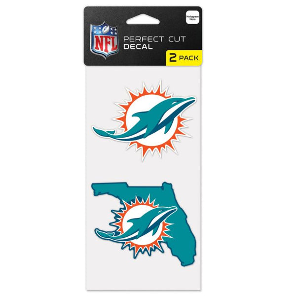 Wholesale-Miami Dolphins STATE SHAPE Perfect Cut Decal Set of two 4"x4"