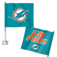 Wholesale-Miami Dolphins Slogan Car Flag 11.75" x 14"