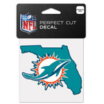 Wholesale-Miami Dolphins State Shaped Perfect Cut Color Decal 4" x 4"