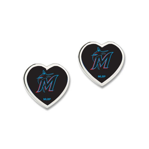 Wholesale-Miami Marlins Earrings w/3D Heart