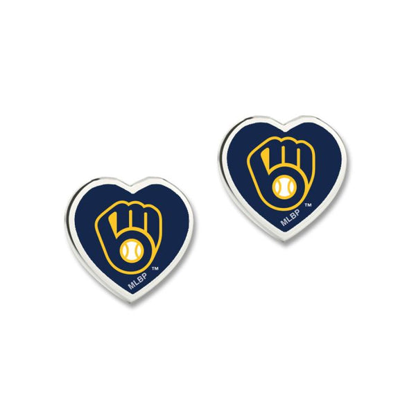 Wholesale-Milwaukee Brewers Earrings w/3D Heart