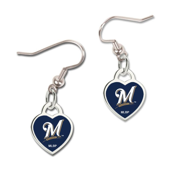 Wholesale-Milwaukee Brewers Earrings w/3D Heart