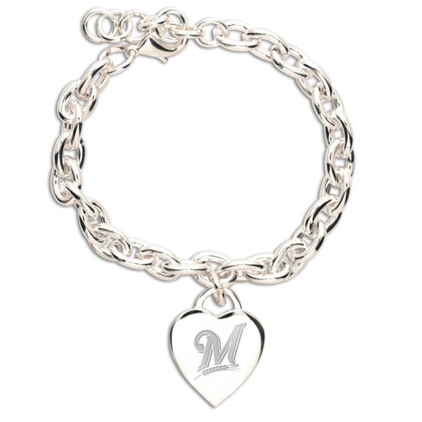 Wholesale-Milwaukee Brewers Heart Charm Bracelet Jewelry Carded