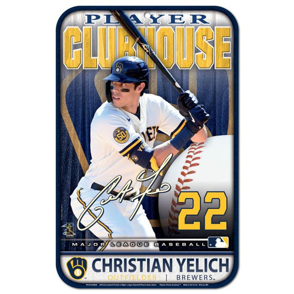 Wholesale-Milwaukee Brewers Plastic Sign 11" x 17" Christian Yelich