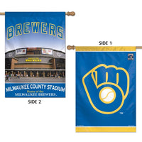 Wholesale-Milwaukee Brewers / Stadium MLB Vertical Flag 2 Sided 28" x 40"