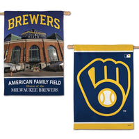 Wholesale-Milwaukee Brewers Stadium MLB Vertical Flag 2 Sided 28" x 40"