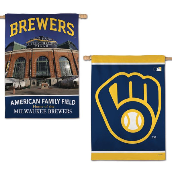 Wholesale-Milwaukee Brewers Stadium MLB Vertical Flag 2 Sided 28" x 40"