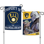 Wholesale-Milwaukee Brewers / Star Wars Mandalorian Garden Flags 2 sided 12.5" x 18"