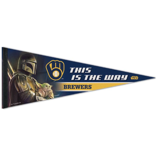 Wholesale-Milwaukee Brewers / Star Wars Mandalorian Premium Pennant 12" x 30"