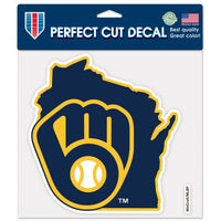 Wholesale-Milwaukee Brewers State Shape Perfect Cut Color Decal 8" x 8"