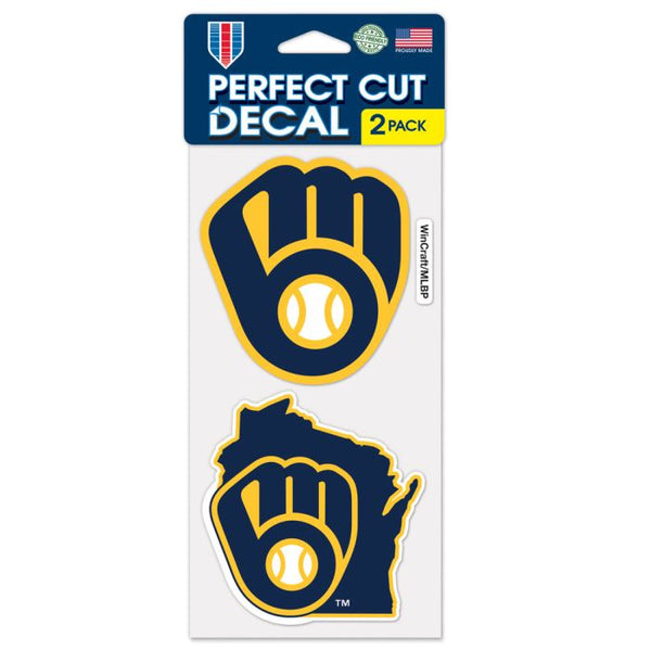 Wholesale-Milwaukee Brewers State Shape Perfect Cut Decal Set of two 4"x4"