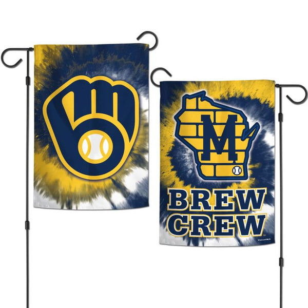 Wholesale-Milwaukee Brewers Tie Dye Garden Flags 2 sided 12.5" x 18"