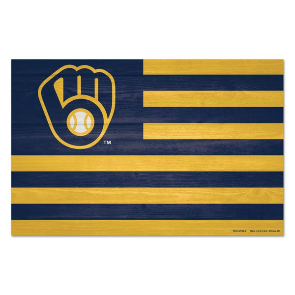 Wholesale-Milwaukee Brewers americana Wood Sign 11" x 17" 1/4" thick