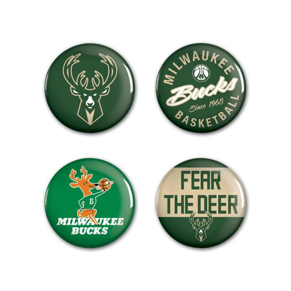 Wholesale-Milwaukee Bucks Button 4 Pack 1 1/4" Rnd