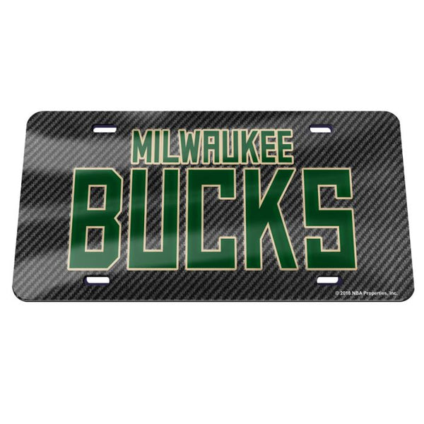 Wholesale-Milwaukee Bucks CARBON Specialty Acrylic License Plate