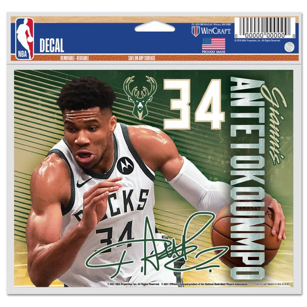 Wholesale-Milwaukee Bucks Multi-Use Decal -Clear Bckrgd 5" x 6" Giannis Antetokounmpo