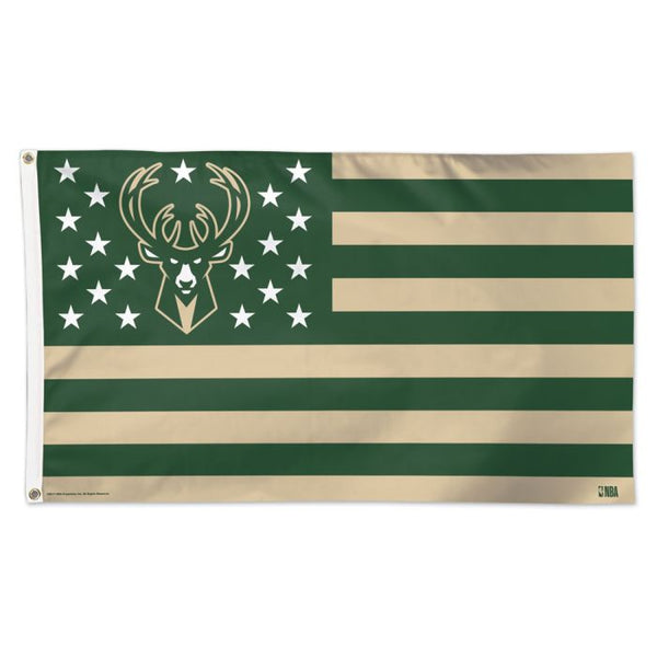 Wholesale-Milwaukee Bucks / Patriotic Flag - Deluxe 3' X 5'