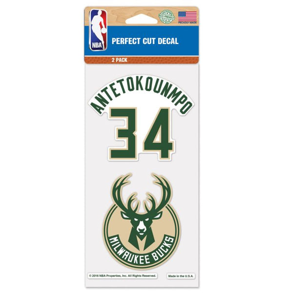 Wholesale-Milwaukee Bucks Perfect Cut Decal Set of two 4"x4" Giannis Antetokounmpo