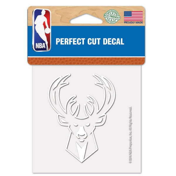 Wholesale-Milwaukee Bucks Perfect Cut White Decal 4" x 4"