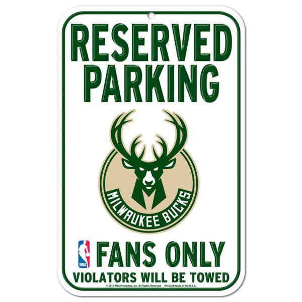 Wholesale-Milwaukee Bucks Reserved Parking Plastic Sign 11" x 17"