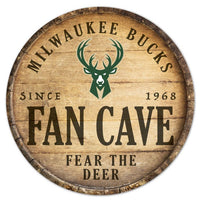 Wholesale-Milwaukee Bucks Wood Sign 14" Rnd