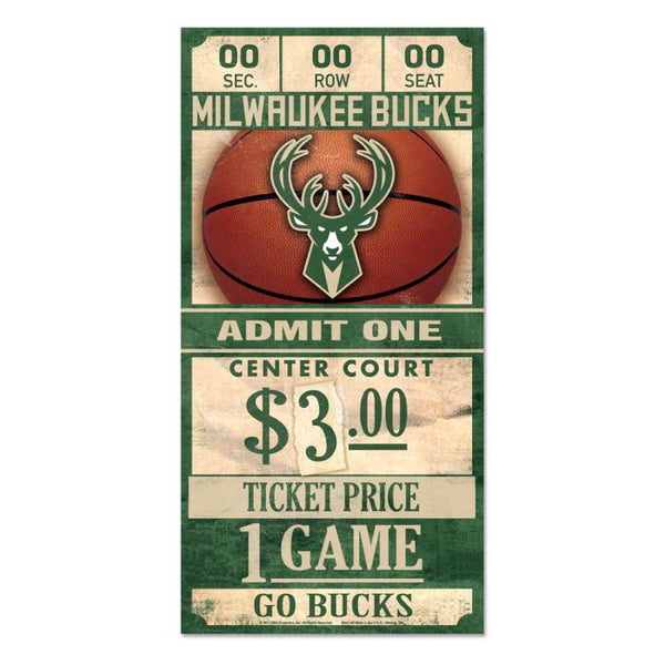 Wholesale-Milwaukee Bucks Wood Sign 6x12 3/8" thick