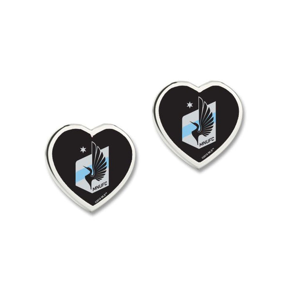 Wholesale-Minnesota United FC HEART POST Earrings w/3D Heart