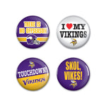 Wholesale-Minnesota Vikings Button 4 Pack 1 1/4" Rnd