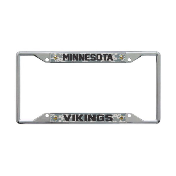 Wholesale-Minnesota Vikings CAMO Lic Plt Frame S/S Printed